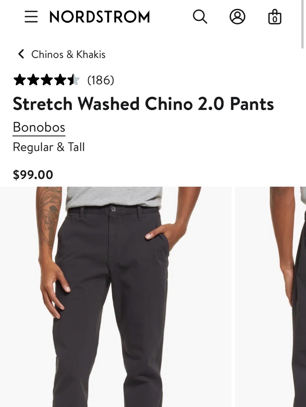 NWOT Bonobos Stretch Washed Chino 2.0 Pants - NAVY 35x36